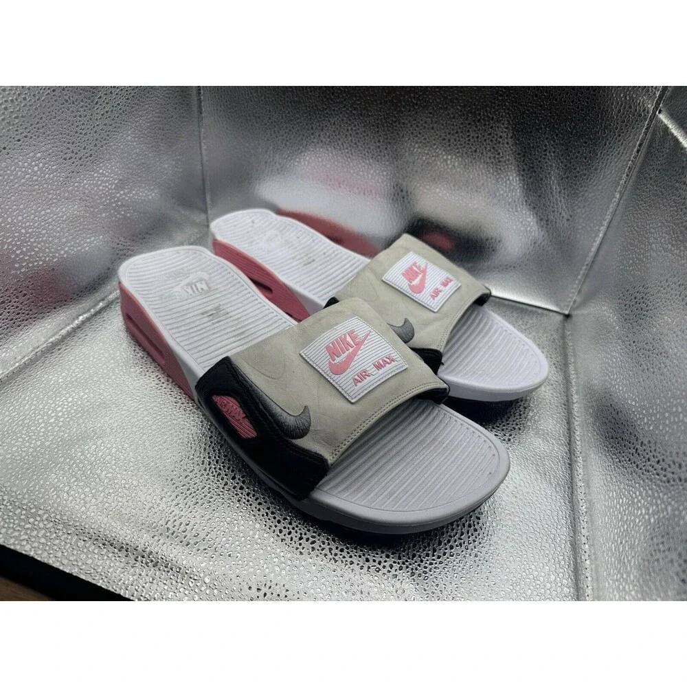 NIKE AIR MAX 90 SLIDES WHITE ROSE PINK SMOKE Sz 15 BQ4635 100‎ LIGHT INFRARED